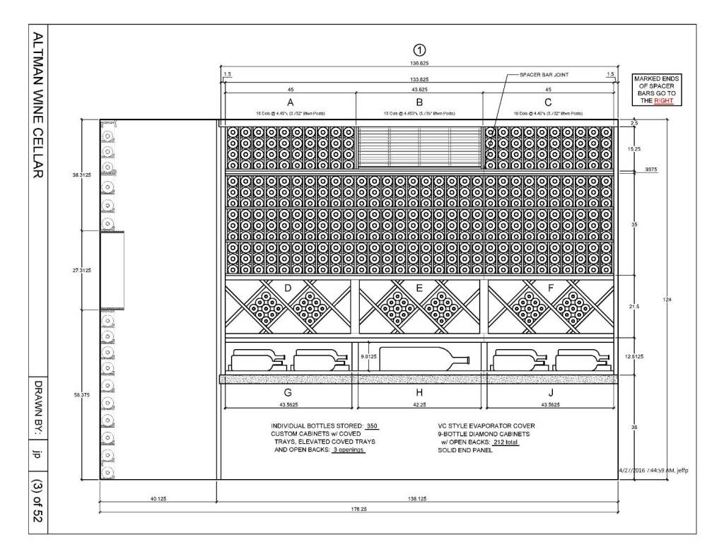 Custom Wine Cellar Drawing San Francisco_Elevation 1