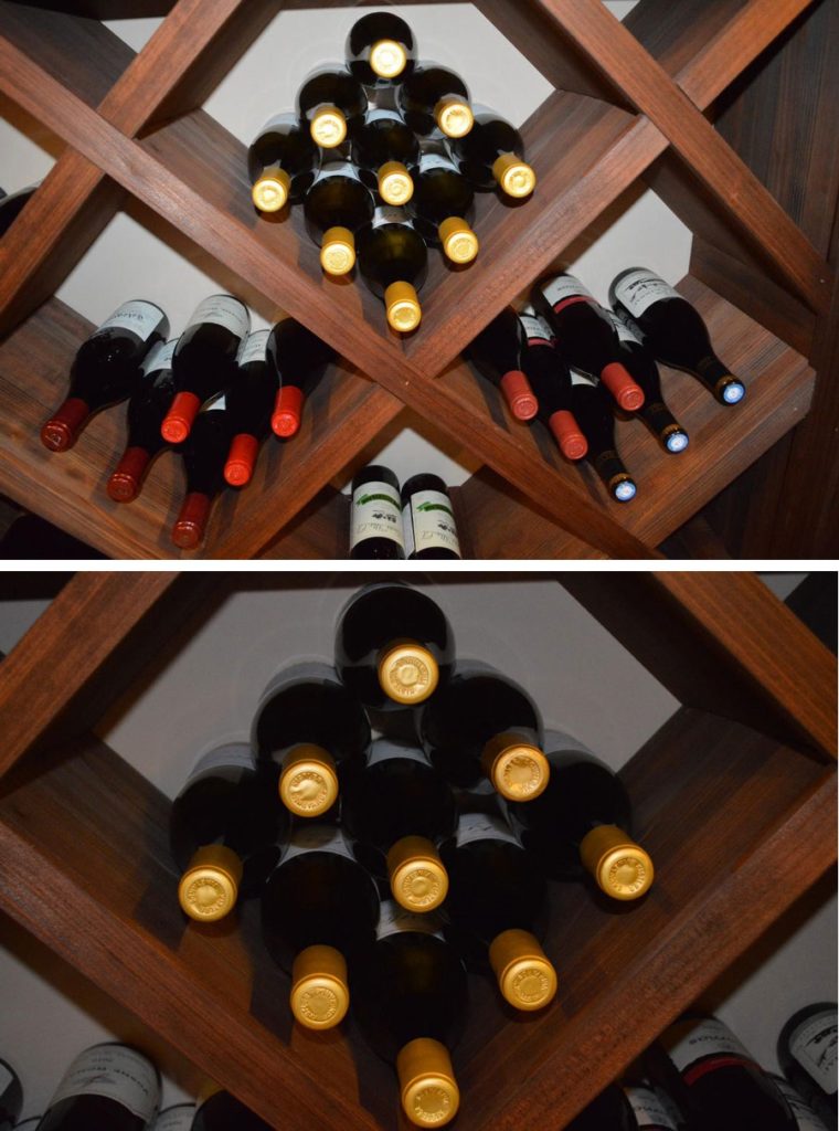 Lattice Diamond Bins in Wine Closet Design