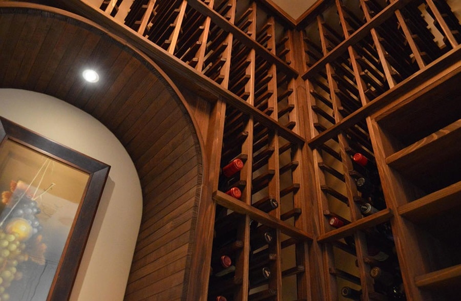 Wine Closet Design With Custom Wooden Wine Racks