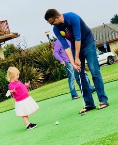 Michael takes a break from wine cellars to play a little golf