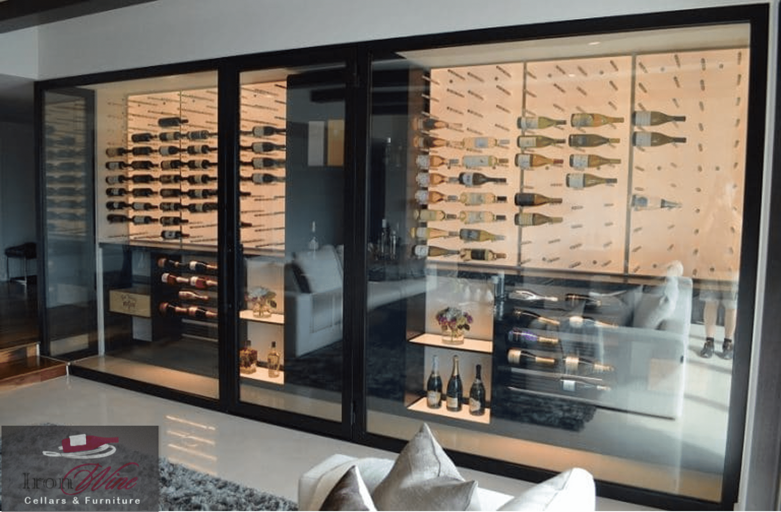 Glass enclosed modern wine rooms