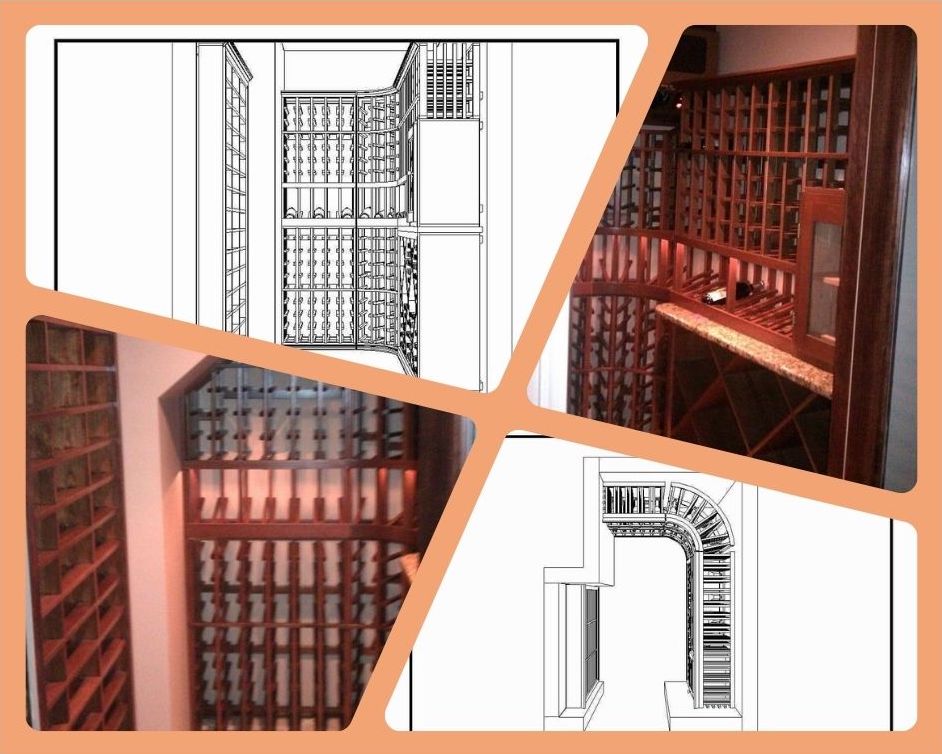 3D Sketch of Basement Wine Cellar Design Ideas