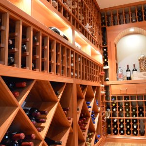 2 - A stunning home wine cellar with traditional wooden wine racking. Customized Wine Cellar Racking San Francisco