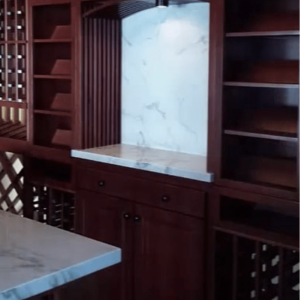 25 - We can work with you to incorporate all types of materials into your home wine cellar design, such as these marble countertops.