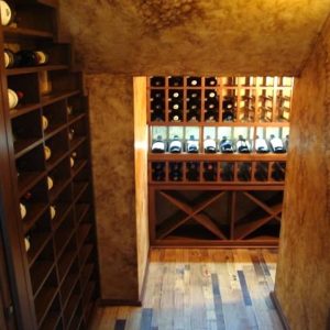 14 - Oak barrel staves make for beautiful flooring in custom wine cellars like this one. Custom Wine Cellar Flooring