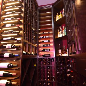 21 - This luxury home wine cellar includes LED panels built into the shelving.