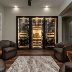 Contemporary homes can have more value with a modern wine closet design like this!