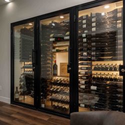 Modern wine closet designs always feature glass and metal.