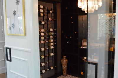 Double Glass Doors Contemporary Wine Cellar